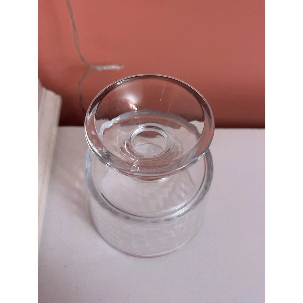 Clear Glass Goblet Pedestal Cup with Textured Bowl and Textured Sides